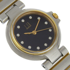Dunhill Millennium Watch 12P Diamond Stainless Steel x Gold Plated Quartz Analog Display Black Dial Ladies — Good
