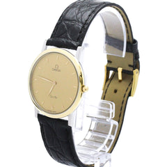 OMEGA De Ville Prestige Quartz Gold Plated Mens Watch 7400.11 Polished — Very Good