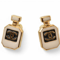 CHANEL Earrings Coco Mark CC Gold Bottle Motif C25 — Like New