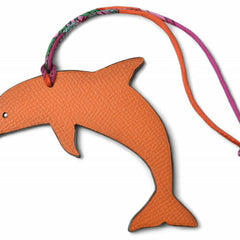 Hermes Hermès bag charm strap, dolphin motif, petite h ornament, burgundy, unused — New - Store Return