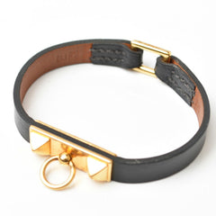 Hermes Bangle Bracelet HERMES Micro Rival Black Gold XS Size — Like New