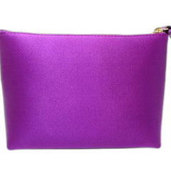 JIMMY CHOO Raina Pouch Bag, Logo, Satin, Purple, Women's, 182030 — Like New