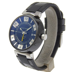 Louis Vuitton Tambour GMT Watch Q113K Stainless Steel x Rubber Automatic Black Dial Men's — Good
