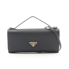 Prada PRADA Triangle Logo 2-Way Shoulder Bag/Handbag, Saffiano Leather, Women's, Black, 1MT042 — New - Store Return
