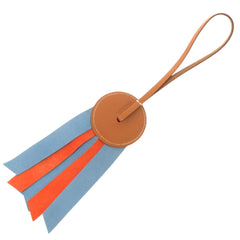 Unused Hermes Paddock Flott Accessory Bag Charm 064271CABE Strap Leather Blue Atoll Brown Orange 0258HERMES — New - Store Return