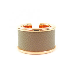 HERMES Olympe GM Etoupe Pink Gold Madame Veau H Design Ring, Size XS, with Box and Dust Bag, Made in France — Like New