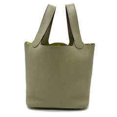 HERMES Picotin Lock PM Bag Handbag Taurillon Clemence Women's Sage Grey Like New — Like New