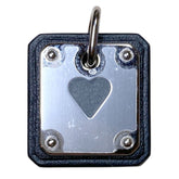 HERMES Hermes As de Coeur PM Heart Motif GP x Leather Pendant Top Black Silver Color Women's — New - Store Return