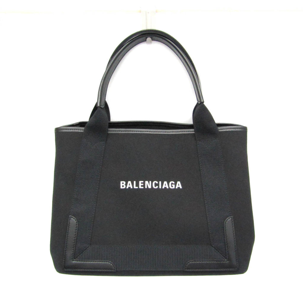 Balenciaga Navy Cabas S 339933 Men,Women Canvas,Leather Handbag,Tote Bag Black — Like New