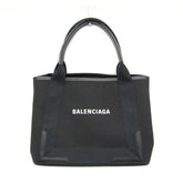 Balenciaga Navy Cabas S 339933 Men,Women Canvas,Leather Handbag,Tote Bag Black — Like New