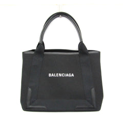 Balenciaga Navy Cabas S 339933 Men,Women Canvas,Leather Handbag,Tote Bag Black — Like New
