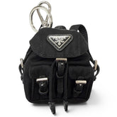 PRADA 2TT205 Triangle Logo Backpack Motif Bag Charm Strap, Black, Made in Italy, Men's, with Box — Like New