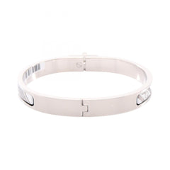 Hermes Mini Click Kelly PM Honage Tartan et Chaine Bangle Accessory, Stainless Steel Enamel, Women's, Silver/White — New - Store Return