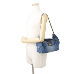 Chanel Chain Shoulder Bag Matelassé Coco Mark CHANEL25 Mini Washed Denim AS5631 CHANEL Handbag Women's — Like New