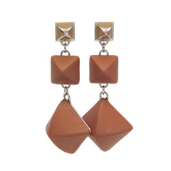 Hermes Medor Gaine GM Leather,Metal Stud Earrings Brown — Like New