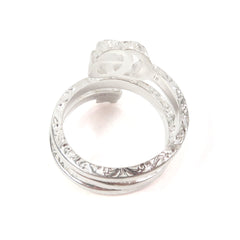 GUCCI 770719 Double G Key Motif Ring, AG925 Sterling Silver, 18k Gold, Made in Italy, Weight 8.36g, Men's — Like New