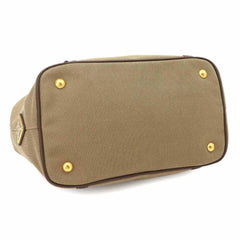 Prada Jacquard Ribbon 2-way Hand/Shoulder Handbag, Canvas and Leather, Beige/Brown Logo Bag — Like New
