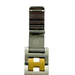 HERMES Vintage Clipper Logo Engraved Stainless Steel GP Wristwatch Silver Gold 40594 — Good