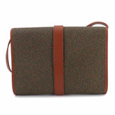 Yves Saint Laurent 2-way Shoulder Clutch Handbag, Leather, Brown/Green, Gold Hardware — Like New