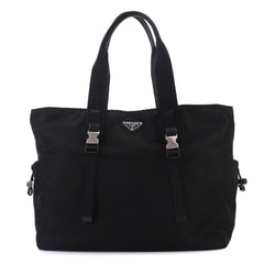 Prada PRADA Tote Handbag Nylon Saffiano Leather Nero Black 2VG042 Silver Hardware Bag — Like New