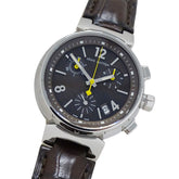 Louis Vuitton LOUIS VUITTON Boys' Watch Tambour Chronograph Date Quartz QZ Stainless Steel SS Leather Q1321 Silver Brown — Good