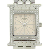 Hermes HERMES H Watch Diamond Bezel HH1.230 Stainless Steel x Quartz Analog Display Ivory Dial Heure for Women — Very Good