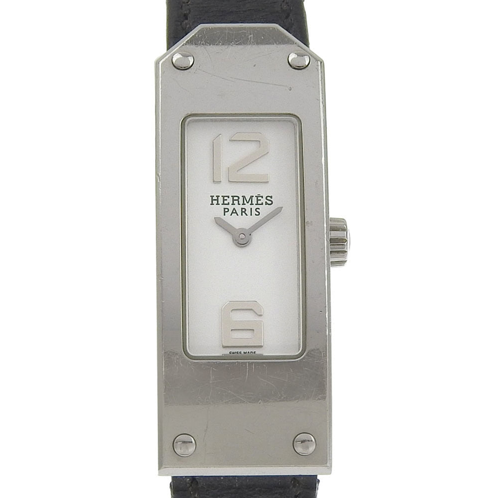 Hermes Kelly II watch KT1.210, stainless steel, quartz, analog display, white dial, women's watch — Good