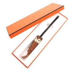 Unused Hermes Chouette Owl Agneau Milo Veau Swift Pain d'Épice Black Nata W Stamp (2024 production) Accessory Bag Charm 1612 HERMES — Like New
