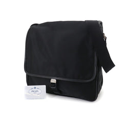 Prada PRADA Shoulder Handbag Nylon Saffiano Leather Nero Black V166 Messenger Bag — New - Store Return