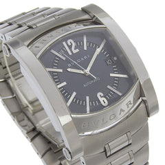 Bulgari BVLGARI Assioma Watch AA48S Stainless Steel Silver Automatic Analog Black Dial Men's — Good
