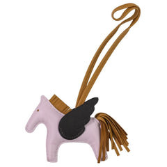 HERMES Rodeo Pegasus PM Bag Charm in Mauve Pale Sesame Ebene with U Stamp for Women — Like New