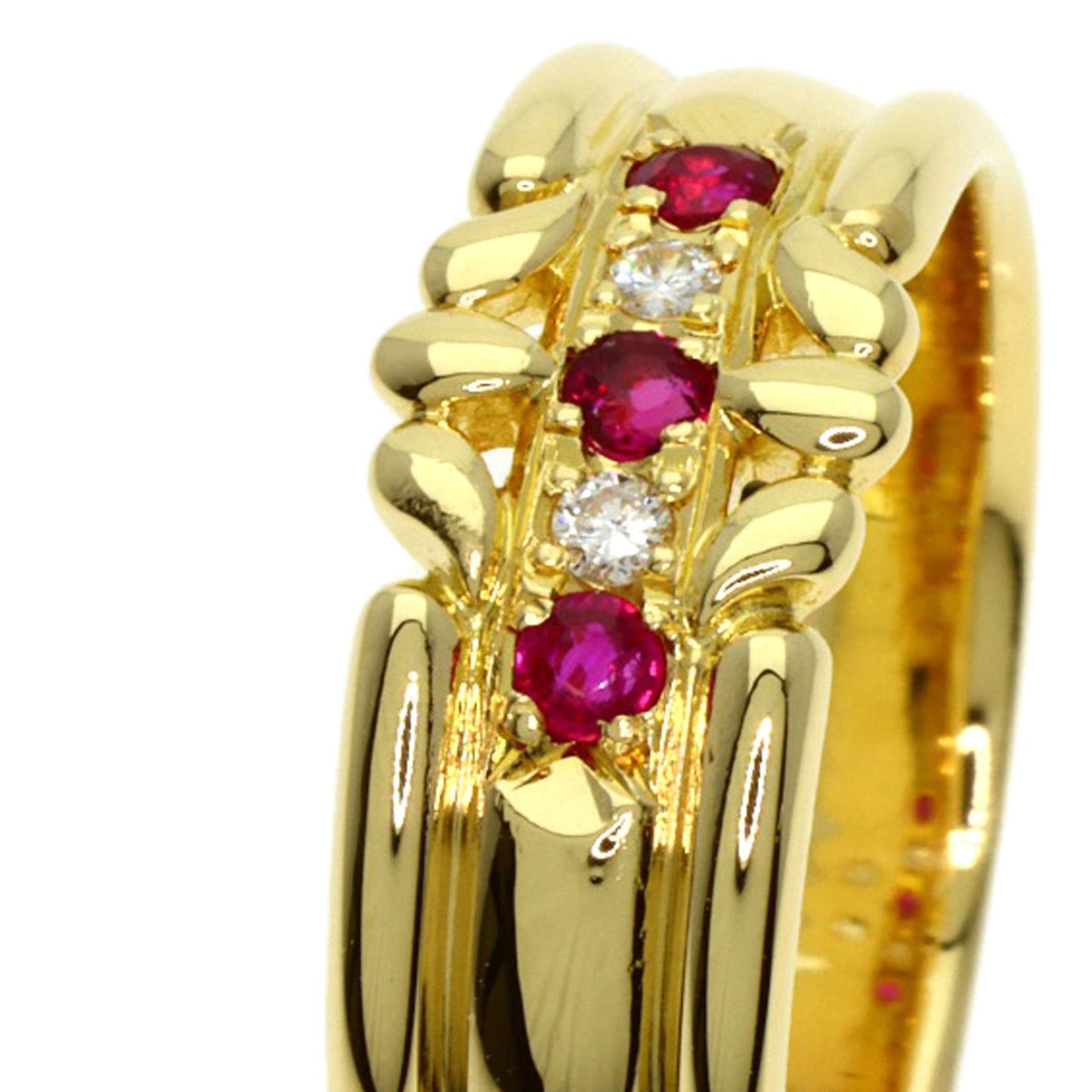 Burberry Ruby and Diamond Ring in 18K Yellow Gold for Women