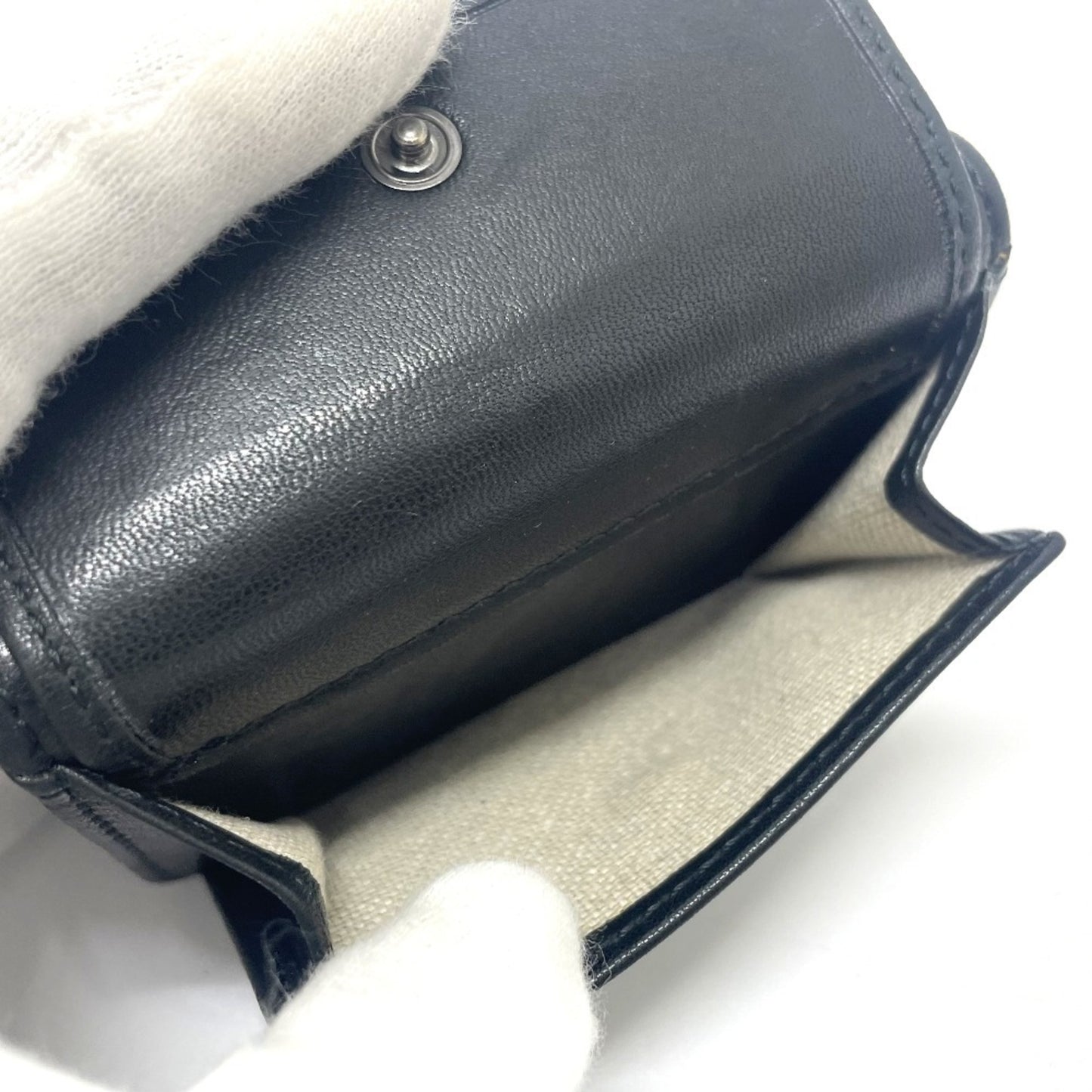 JIMMY CHOO Star Stud Wallet, Compact Mini Tri-fold Leather Women's, Black