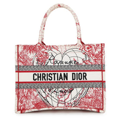 Christian Dior Tote Bag Book Map Heart Medium Canvas Handbag — Like New