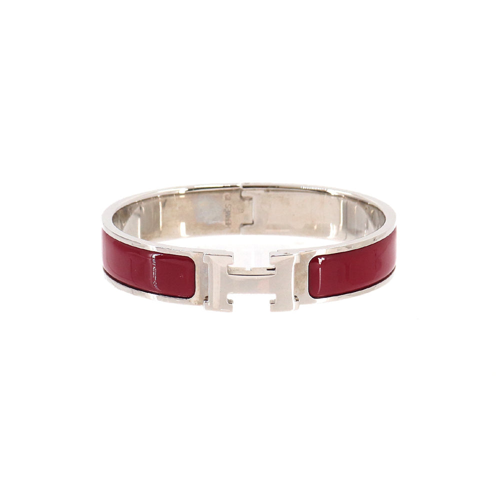 Hermes Clic H PM Bangle, Red and Silver — Like New