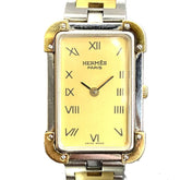 Hermes Croisière watch, total weight 37.7g, stainless steel, quartz movement, gold dial, CR1.240 battery — Good