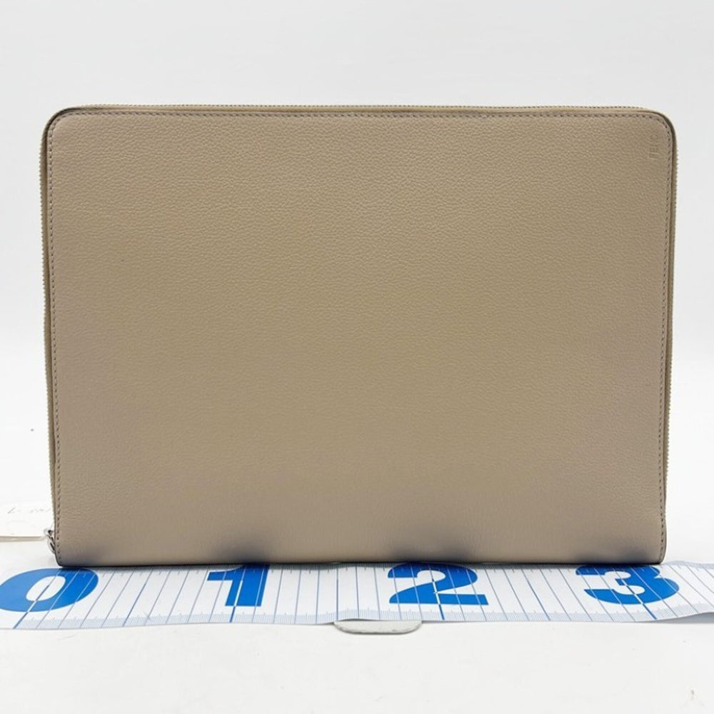 FENDI clutch bag 7N0167 beige leather men's and women's — New - Store Return