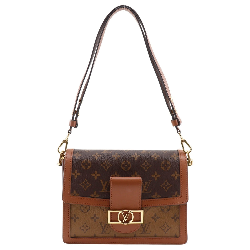 Louis Vuitton Dauphine MM Shoulder Bag, Monogram Reverse, M45958, Canvas, Brown, 2-way, Magnetic Closure, Women's — Like New