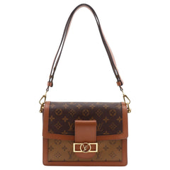 Louis Vuitton Dauphine MM Shoulder Bag, Monogram Reverse, M45958, Canvas, Brown, 2-way, Magnetic Closure, Women's — Like New
