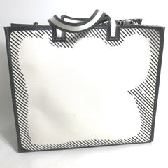 FENDI 8BH357 Joshua Vides collaboration shopper bag, shoulder tote coated canvas, men's, white — Like New
