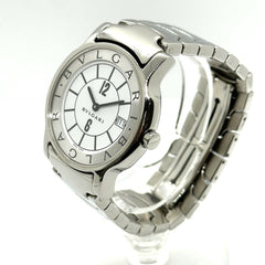 BVLGARI ST35S Solotempo Quartz Date Watch, Stainless Steel, Men's, Silver — Good