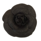 CHANEL Chanel Canvas Camellia Corsage Pin Brooch Black Women's — Like New