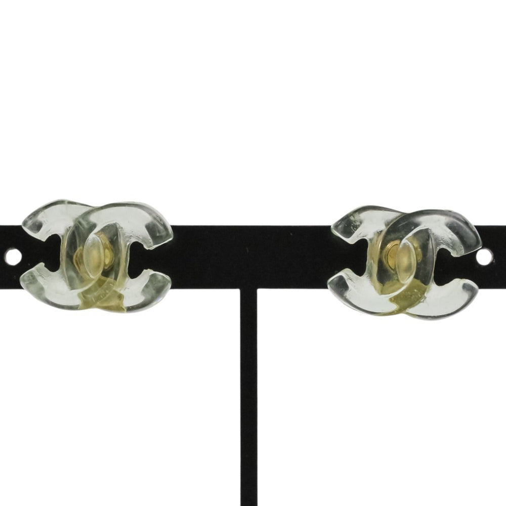 01P CHANEL Chanel Coco Mark Turnlock Plastic Earrings Mint Green Women's — Like New