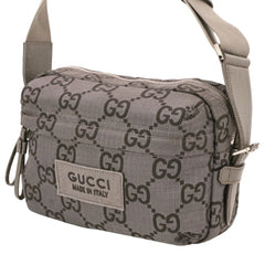 GUCCI ECONYLON GG Polyester Shoulder Bag, Medium, 767931 520981, Gray, Men's/Women's — Like New