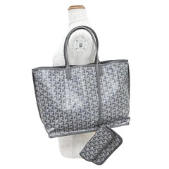 GOYARD Ange PM Tote Bag, Goyardine Canvas with Leather Accents, Comes Pouch, Grey, Made in France, Women's, Includes Dust Bag — Like New