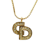 Christian Dior Vintage Logo Rhinestone Necklace, GP Gold Color, Women's — Like New