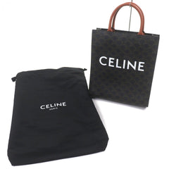 CELINE 191542BZK 04LU Vertical Cabas Triomphe Canvas Leather Logo Print 2-Way Tote Bag Dark Brown with Dust Men's — Like New