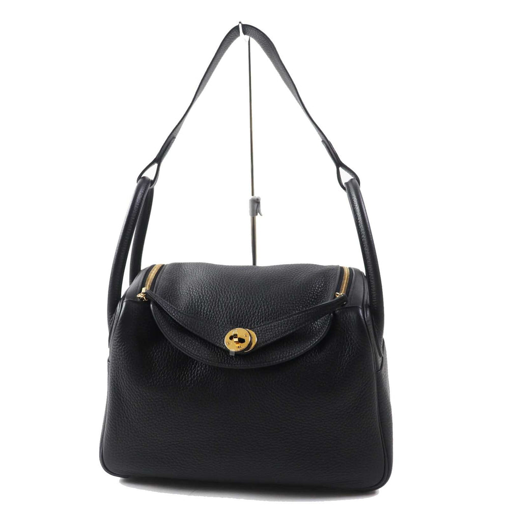 HERMES Lindy 30 Gold Hardware Taurillon Clemence Shoulder Bag Black B Stamp Comes with Dust Made in France Women's — Like New