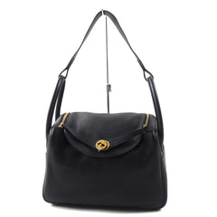 HERMES Lindy 30 Gold Hardware Taurillon Clemence Shoulder Bag Black B Stamp Comes with Dust Made in France Women's — Like New