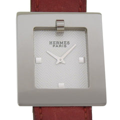 Hermès BE1.210 Women's Stainless Steel and Leather Strap Watch with Quartz Movement, Analog Display, White Dial — Good